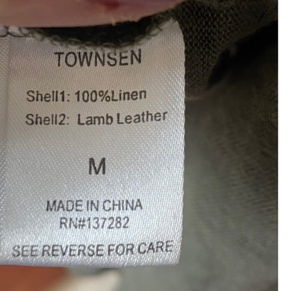 Townsen linen & leather trim size M green top quiet luxury resort travel - Picture 6 of 8